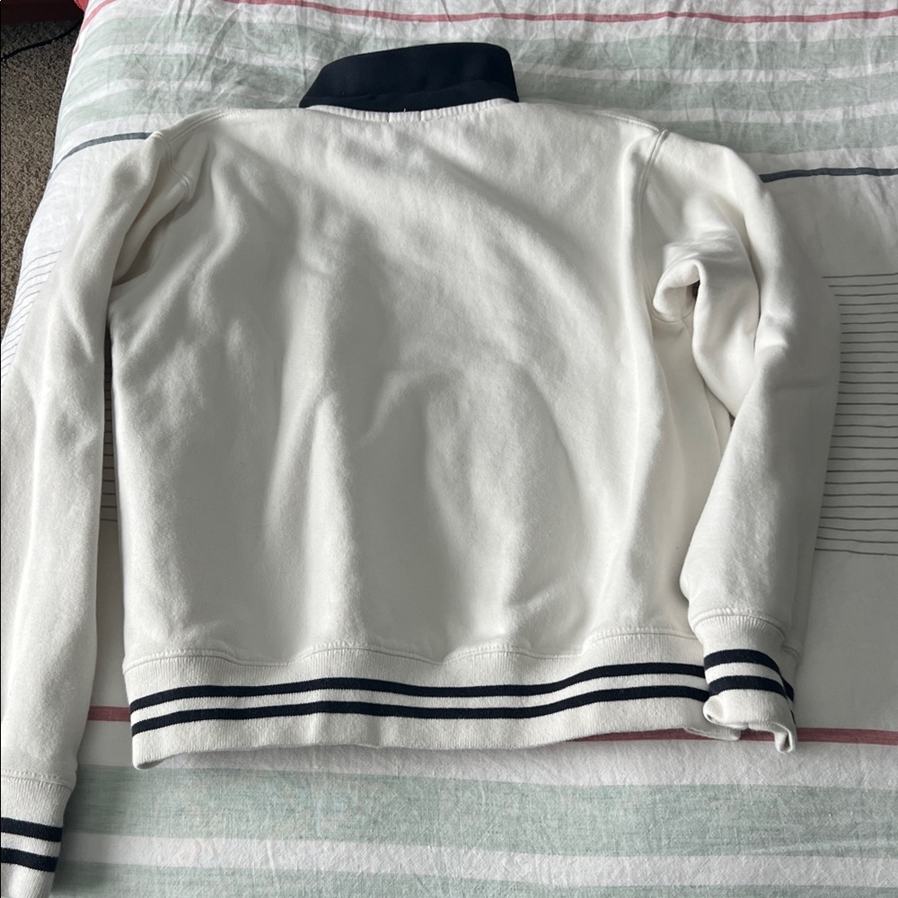Brandy Melville off white and navy partial Zip-Up Sweatshirt - Picture 6 of 6
